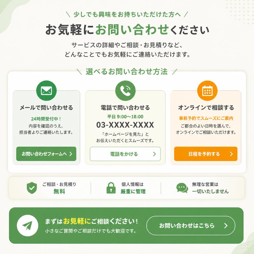今すぐお問い合わせを！